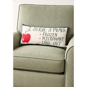 Decorative Lumbar Throw Pillow Cottagecore Farmhouse Mom Fun Hand Painted 17 x 8